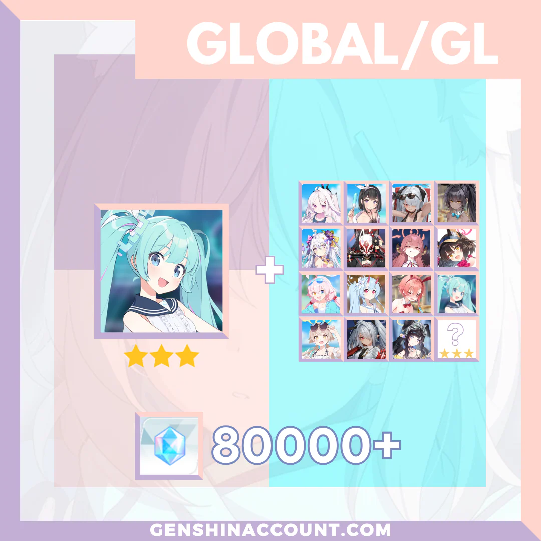 Blue Archive Hatsune Miku META 3-Star Pyroxene Limited Starter Account ( Global )