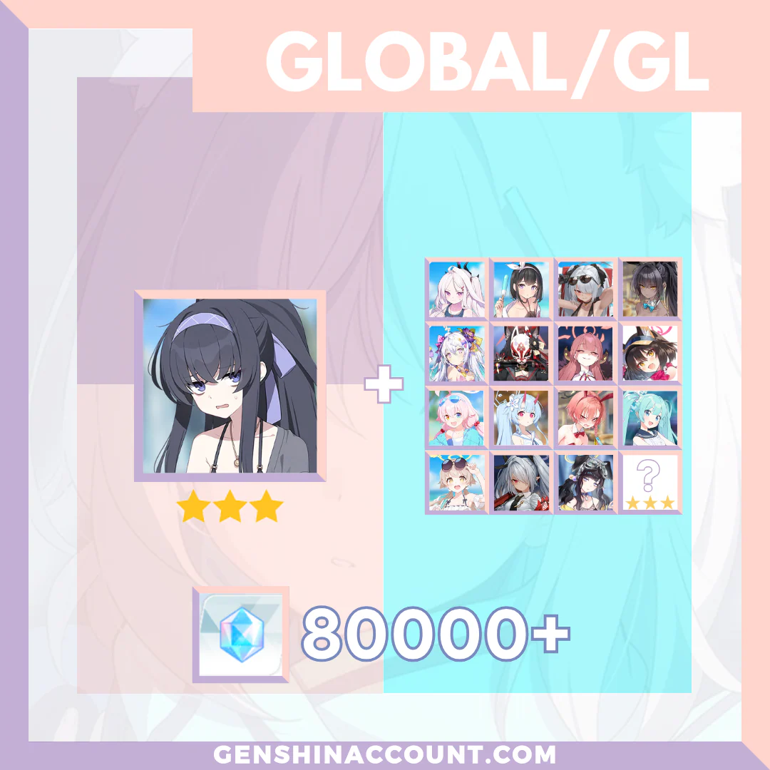 Blue Archive Ui (Swimsuit) META 3-Star Pyroxene Limited Starter Account ( Global )