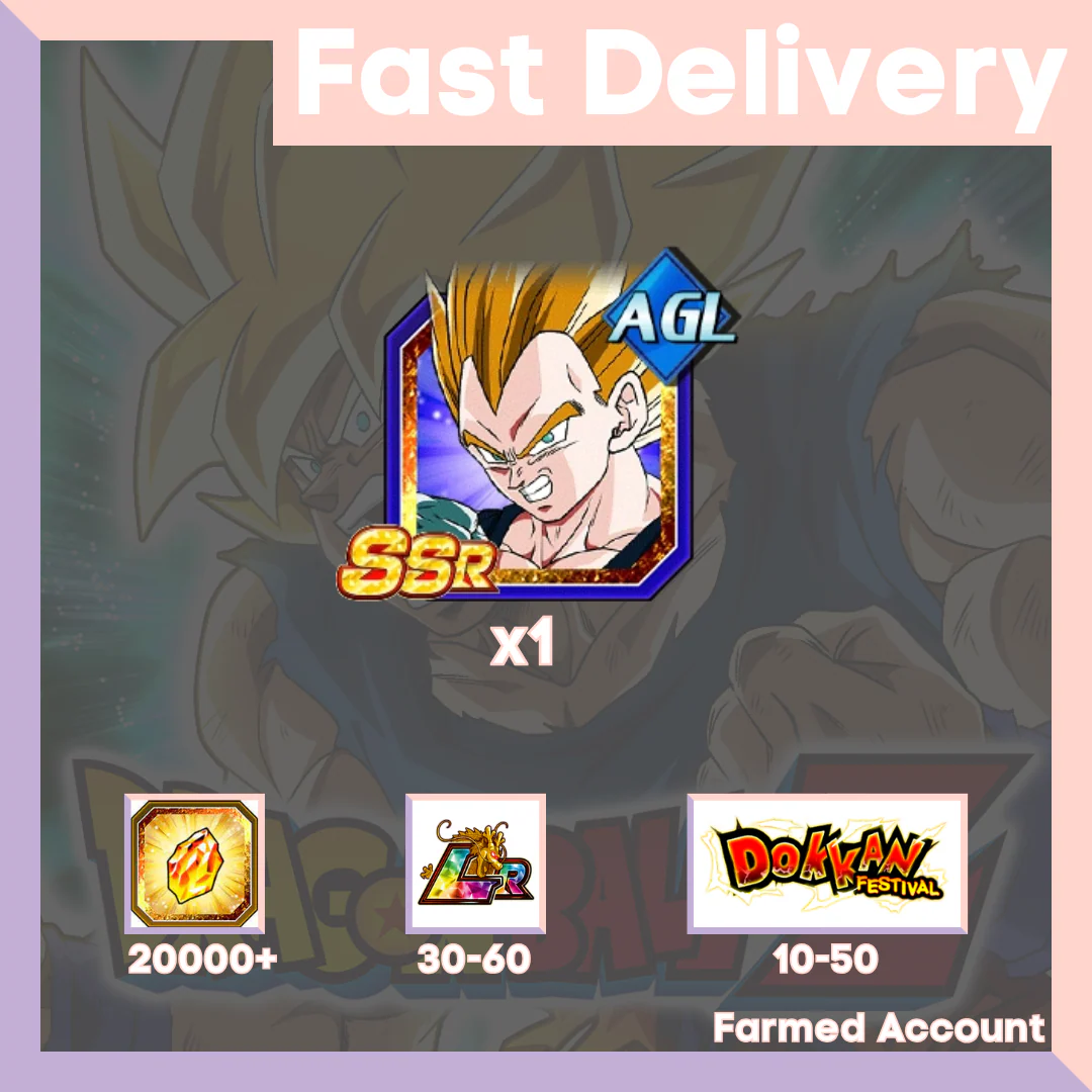 DRAGON BALL Z DOKKAN BATTLE - Farmed Starter Account ( Global | Android | iOS ) - AGL Super Saiyan Vegeta (Angel)