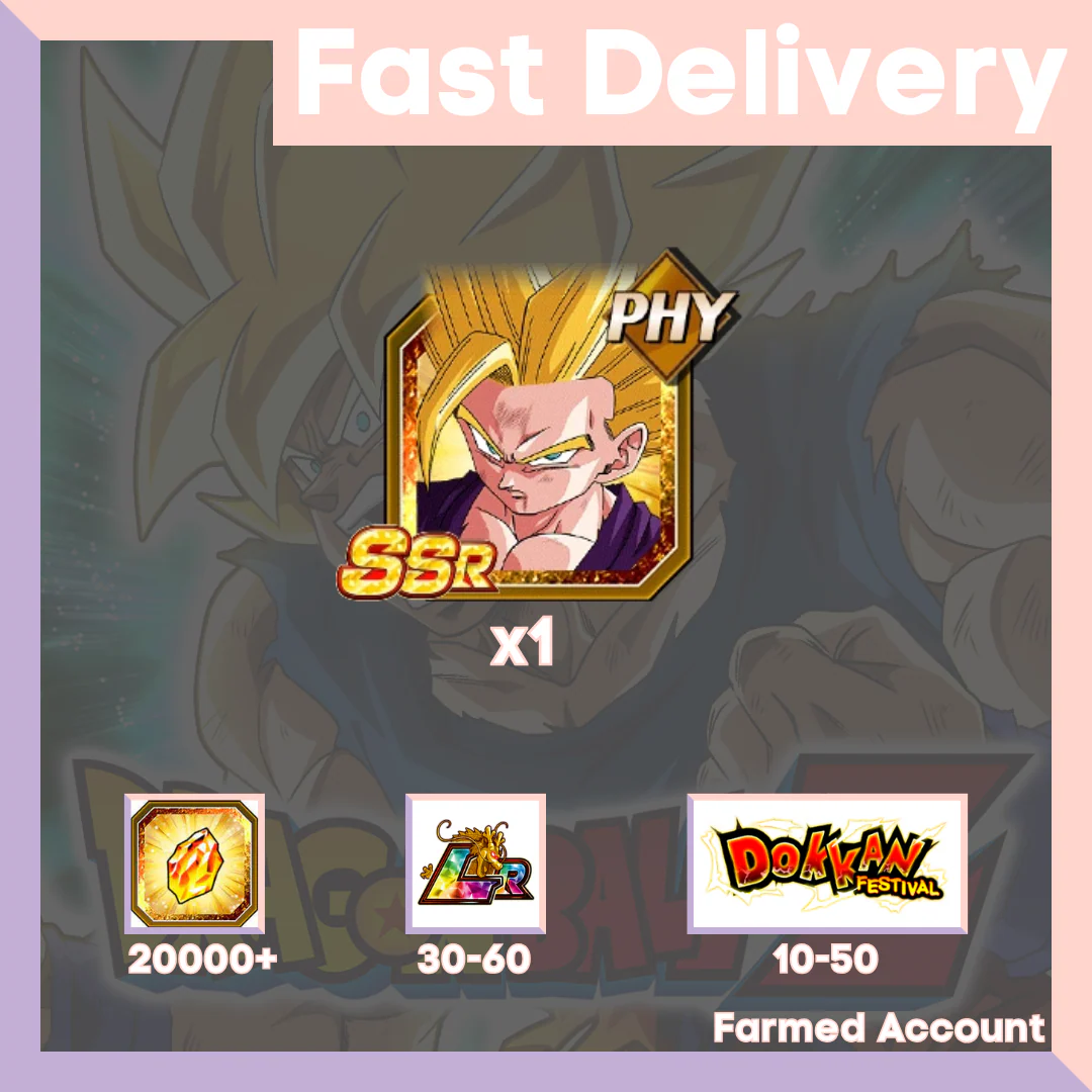DRAGON BALL Z DOKKAN BATTLE - Farmed Starter Account ( Global | Android | iOS ) - PHY Super Saiyan 2 Gohan (Youth)