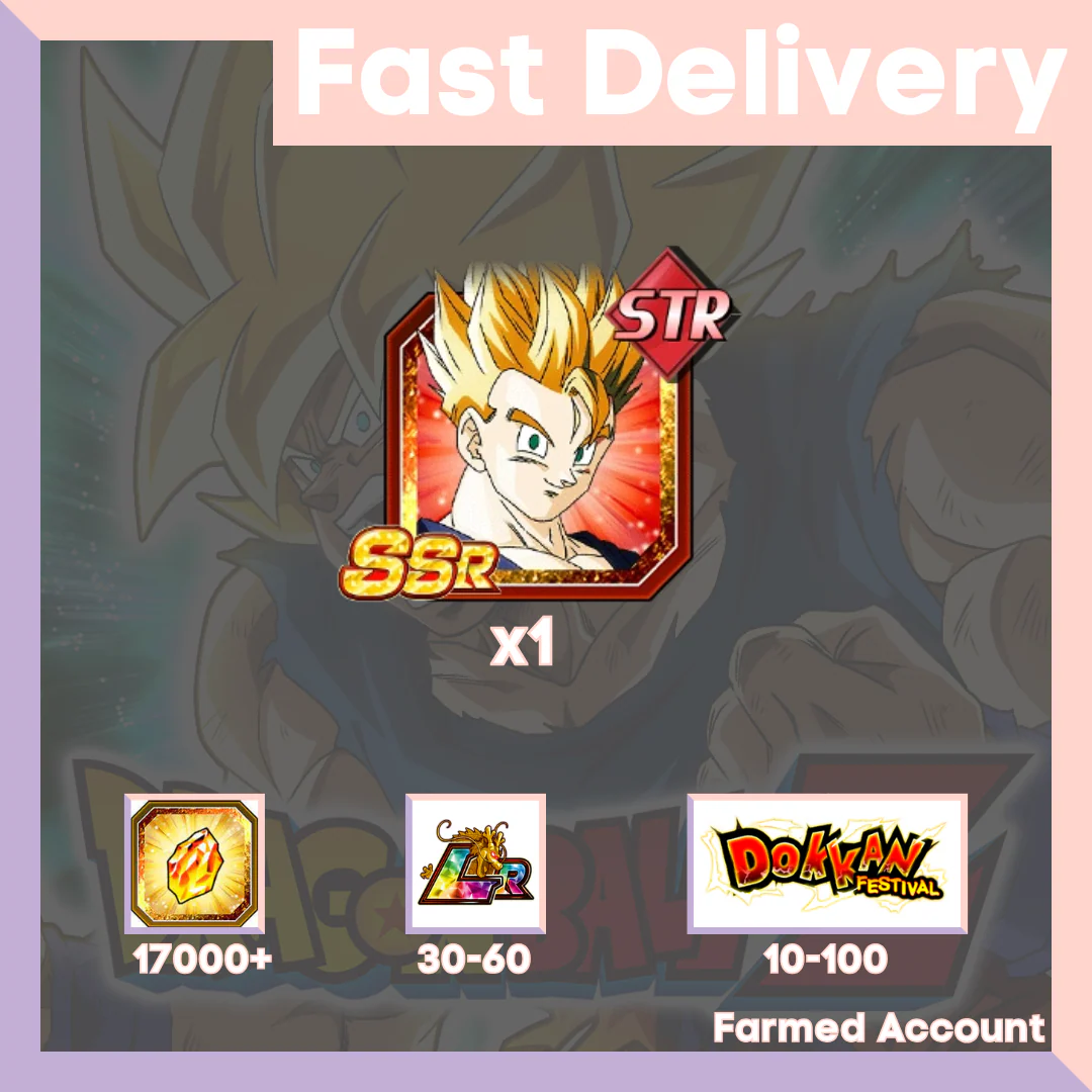 DRAGON BALL Z DOKKAN BATTLE - Farmed Starter Account ( Global | Android | iOS ) - Super Saiyan Gohan (Teen)