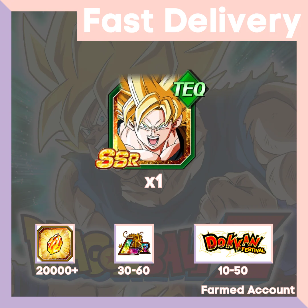 DRAGON BALL Z DOKKAN BATTLE - Farmed Starter Account ( Global | Android | iOS ) - TEQ Super Saiyan Goku
