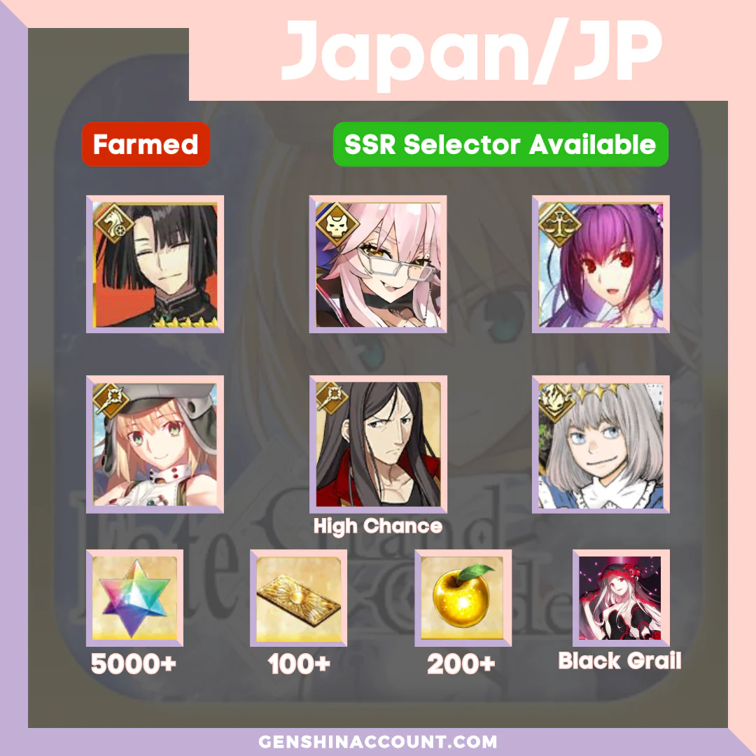 FGO Fate/Grand Order Farmed Castoria Waver Merlin Starter Account - 4000+ Quartz ( Japan )